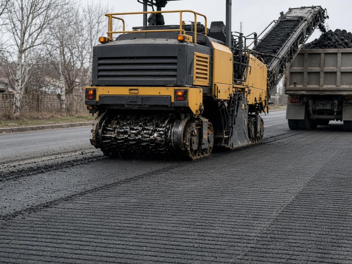 Cold milling machine loading millings into a dump truck